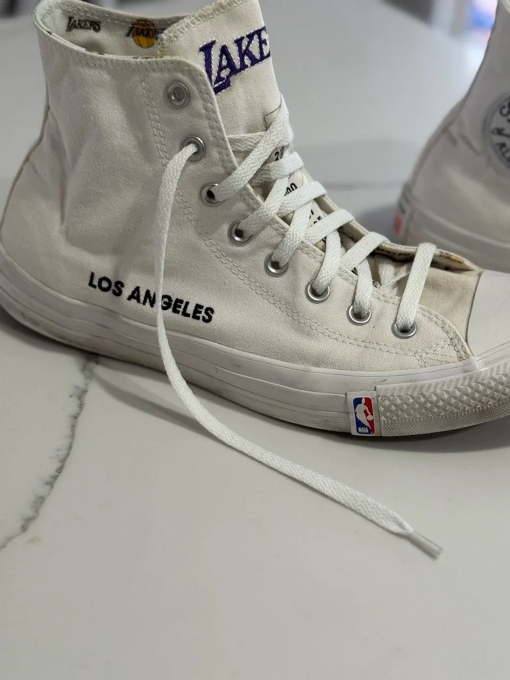 Lakers Converse White & Purple Men’s High-Top Sneakers - Picture 9 of 15